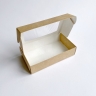 Коробка с окном 16х9х4 см, бежевая, самосборная, крафт картон   