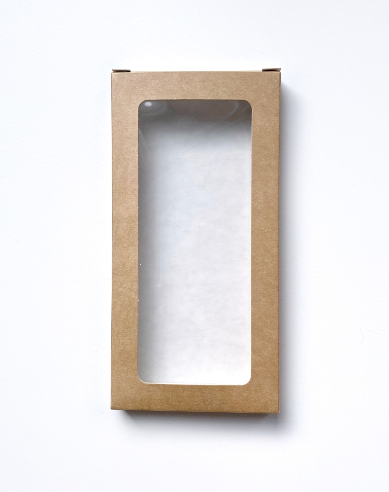 Коробка для шоколада 18х9х1,4 см, бежевая, самосборная, крафт картон