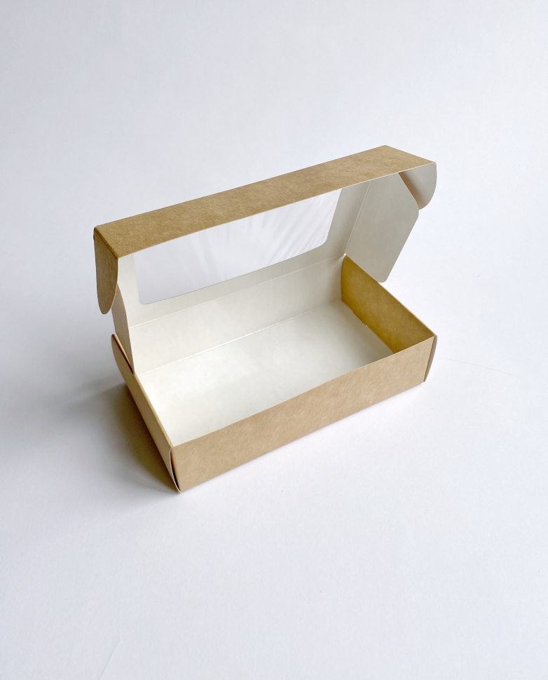 Коробка с окном, 16х9х4 см., бежевая  
