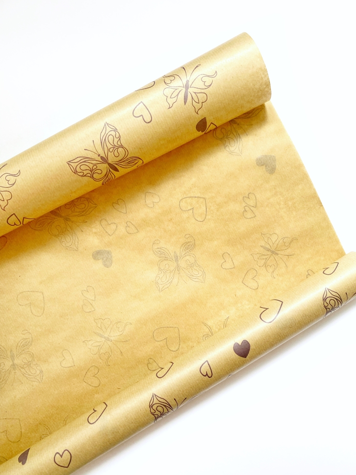 Крафт-бумага в рулоне Бабочки, плотность 40 гр.