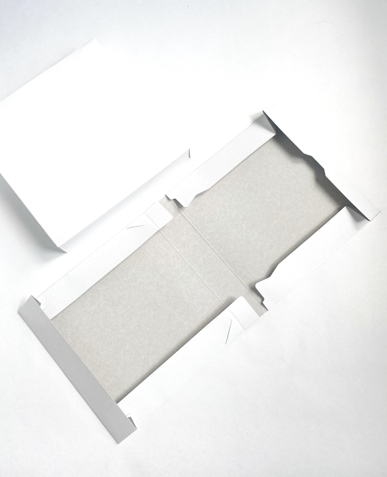 Коробка для пирожного 22,5х22,5х4,2 см, белая, самосборная, крафт картон