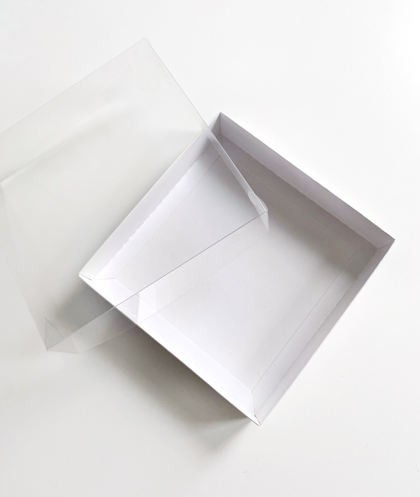 Коробка с прозрачной крышкой, 16х16х4 см., белая