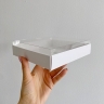 Коробка с прозрачной крышкой 16х16х4 см, белая, самосборная, крафт картон