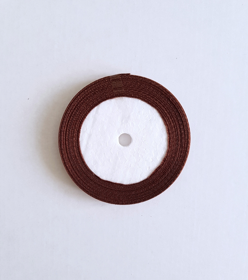 Атласная лента, 6 мм, темно-коричневая, цвет 1