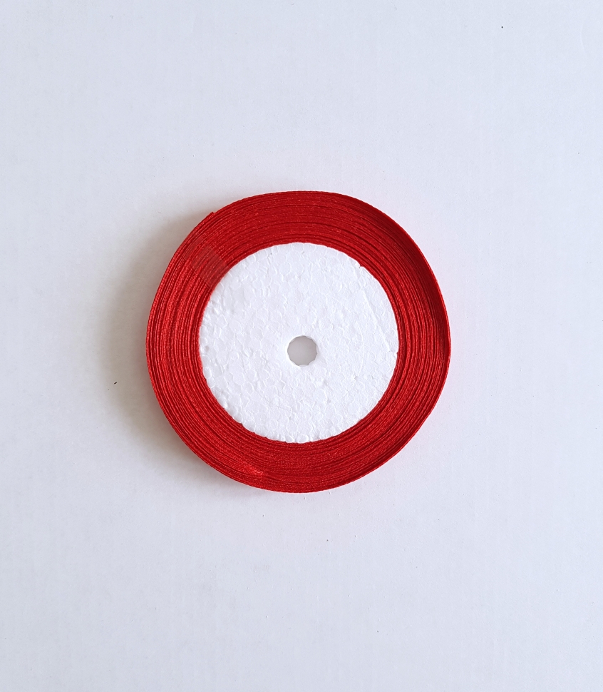 Атласная лента, 6 мм, красная, цвет 17