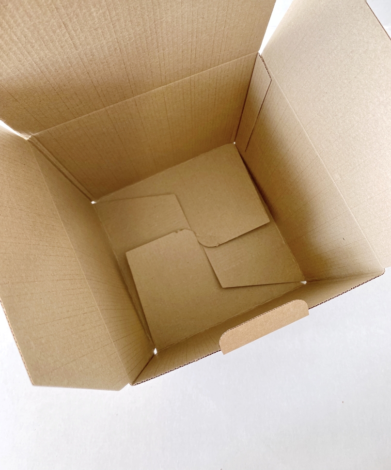 Коробка-куб 15х15х15 см, бурая, самосборная, микрогофрокартон  