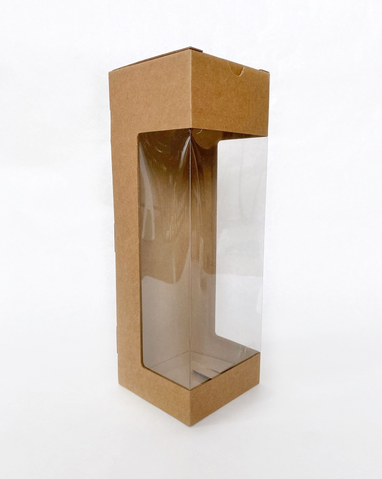 Коробка с круговым окном 32 см, бурая, самосборная, микрогофрокартон 