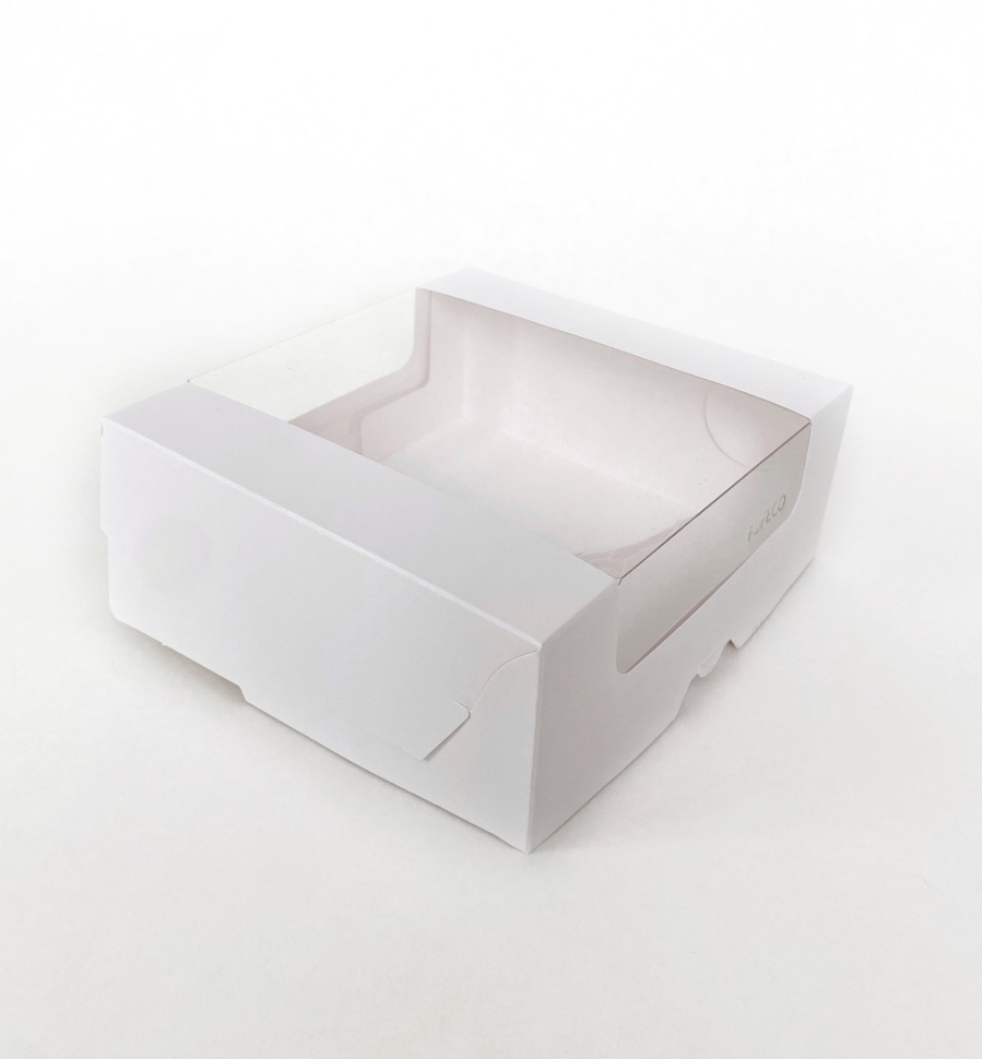 Коробка с круговым окном 19х18.5х7,5 см, белая, самосборная, картонная