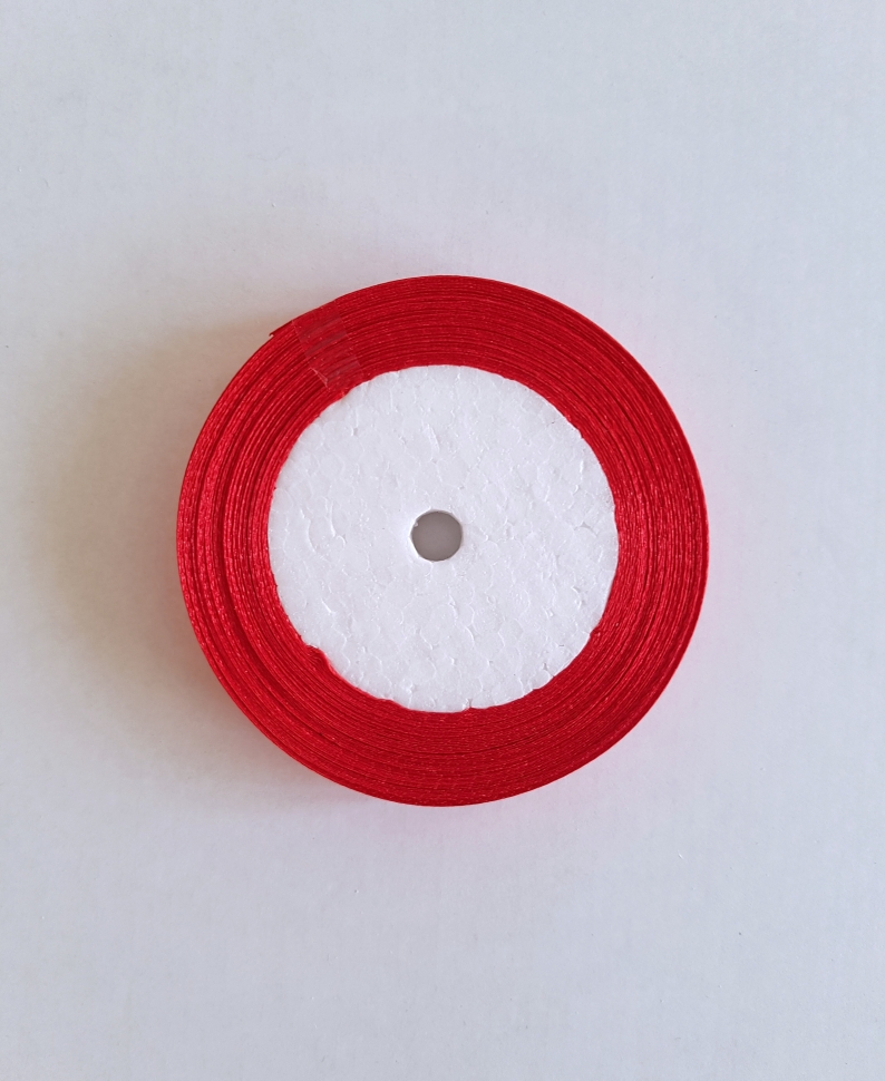 Атласная лента, 12 мм, красная, цвет 21