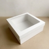 Коробка крышка+дно с окном 35х35х12 см, белая, самосборная, микрогофрокартон