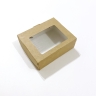 Коробка с окном 10х8х3,5 см, бежевая, самосборная, крафт картон  