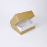 Коробка с окном 10х8х3,5 см, бежевая, самосборная, крафт картон  