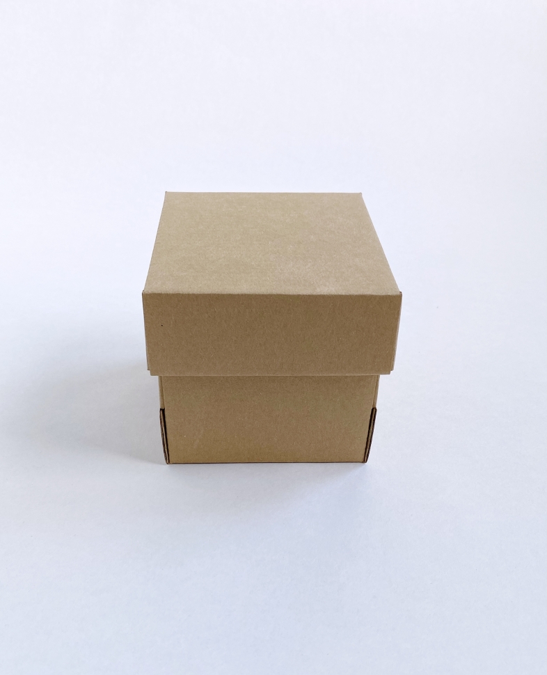 Коробка-кубик с крышкой 10х10х10 см, бурая, самосборная, микрогофрокартон  