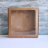Коробка с окном, 30х30х6 см, бурая, самосборная, микрогофрокартон