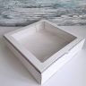 Коробка с окном 28х28х7 см, белая, самосборная, микрогофрокартон