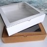 Коробка с окном 28х28х7 см, белая, самосборная, микрогофрокартон