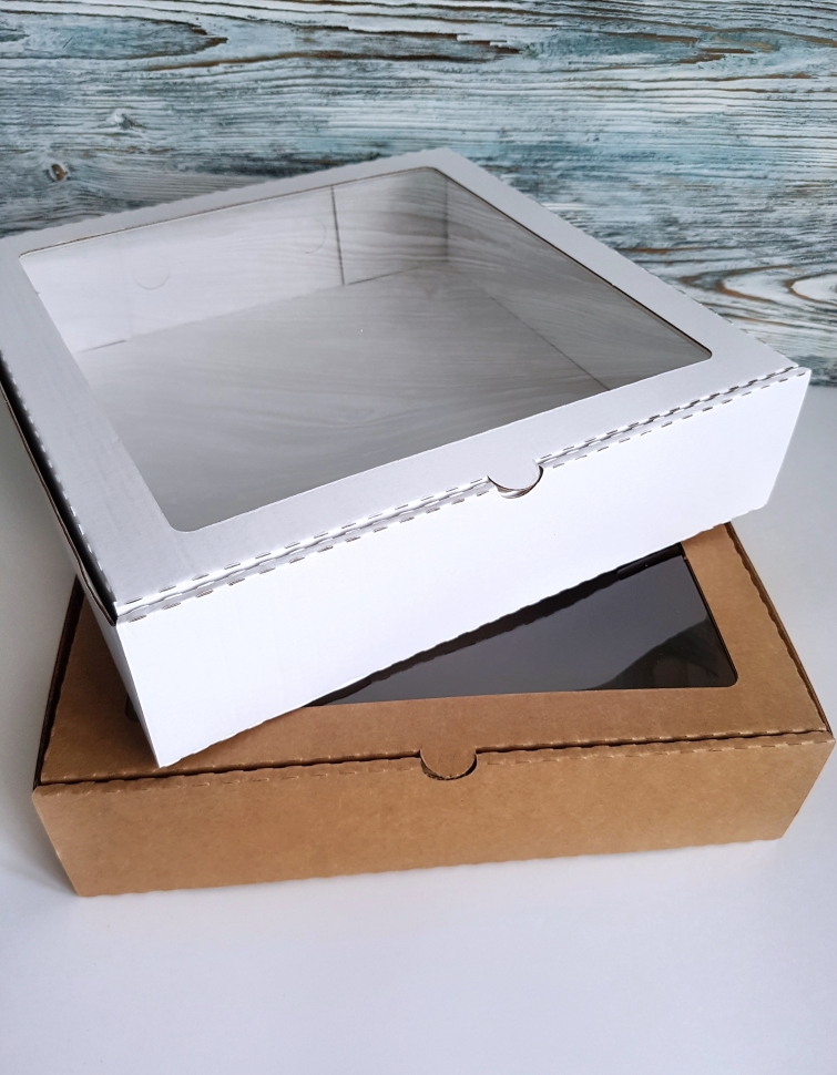 Коробка с окном 28х28х7 см., белая  