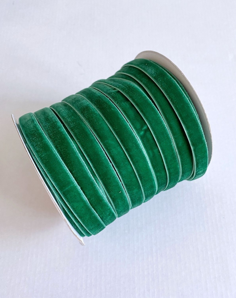 Бархатная лента, 10 мм, зеленая