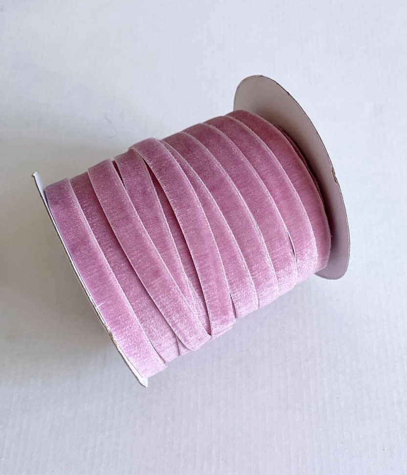 Бархатная лента, 10 мм, пыльно-розовая