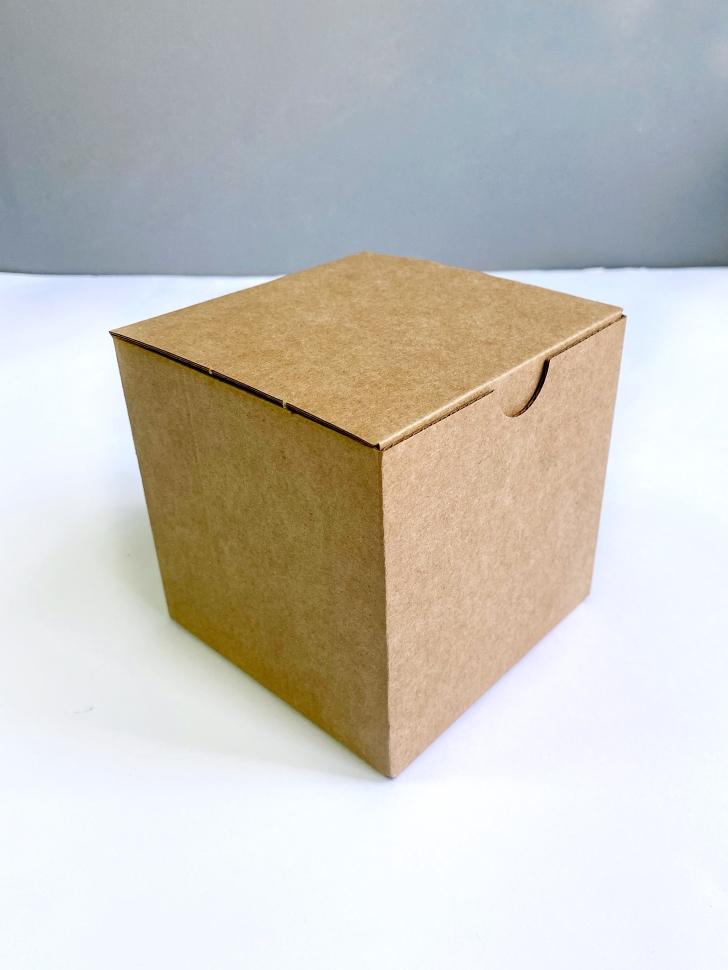 Коробка-куб 11х11х11 см, бурая, самосборная, микрогофрокартон   