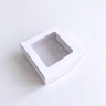 Коробка с окном 11х11х4,5 см, белая, самосборная, крафт картон  