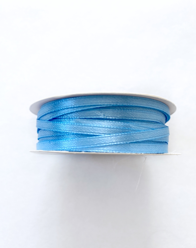 Атласная лента, 3 мм, голубая