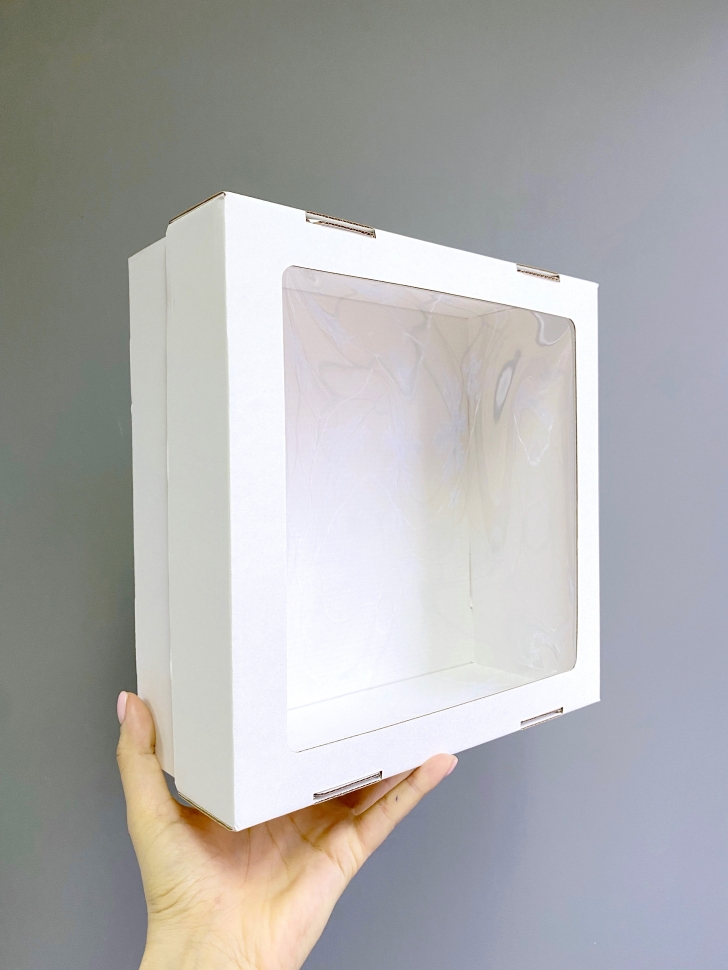 Коробка крышка+дно с окном 25х25х10 см. белая